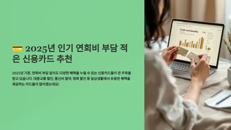2025년 인기 연회비 부담 적은 신용카드 추천