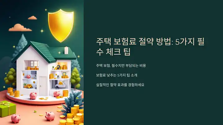 주택 보험료 절약 방법: 5가지 필수 체크 팁