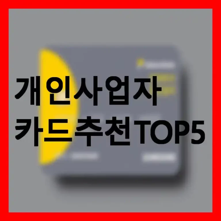 개인사업자 카드 추천 TOP5