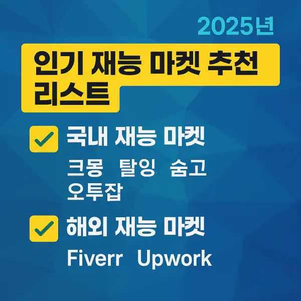 인기 재능 마켓 추천 리스트