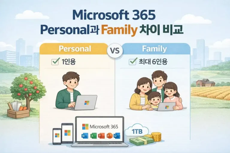 Microsoft 365 Personal과 Family 차이 비교