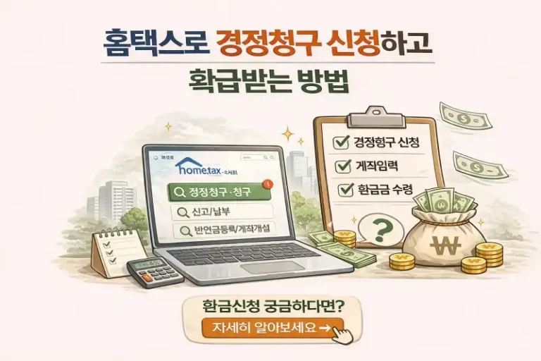 홈택스로 경정청구 신청하고 환급받는 방법