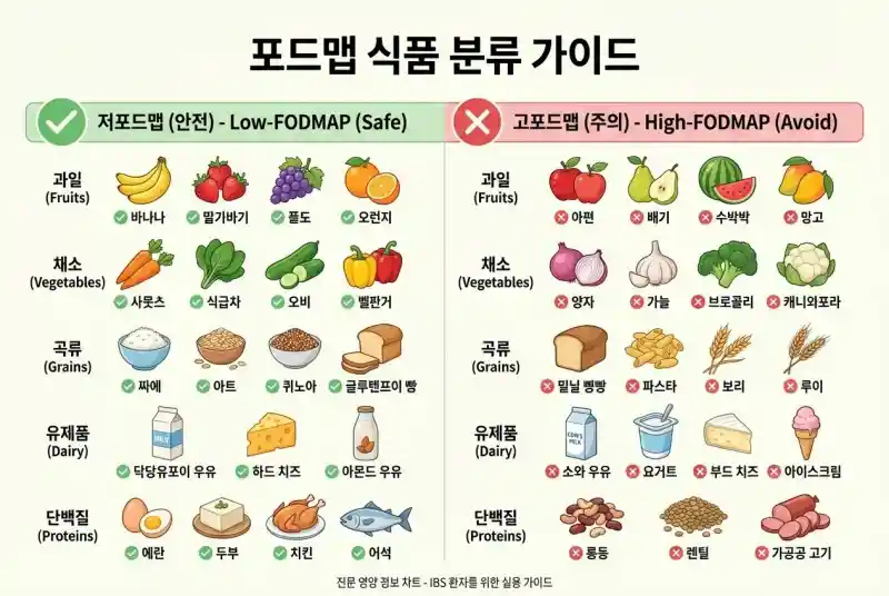 저포드맵/고포드맵 식품 분류표