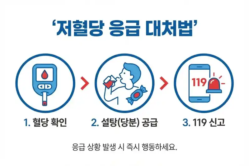 저혈당 응급 대처 방법 일러스트