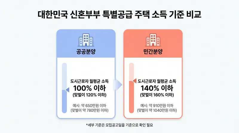 공공 vs 민간 소득 기준 비교