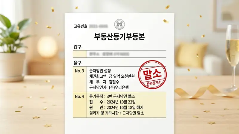 근저당권 말소 완료 문서