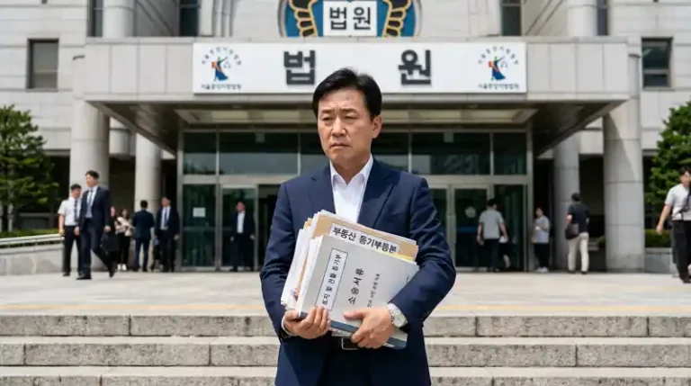 '법원' 간판이 보이는 법원 입구