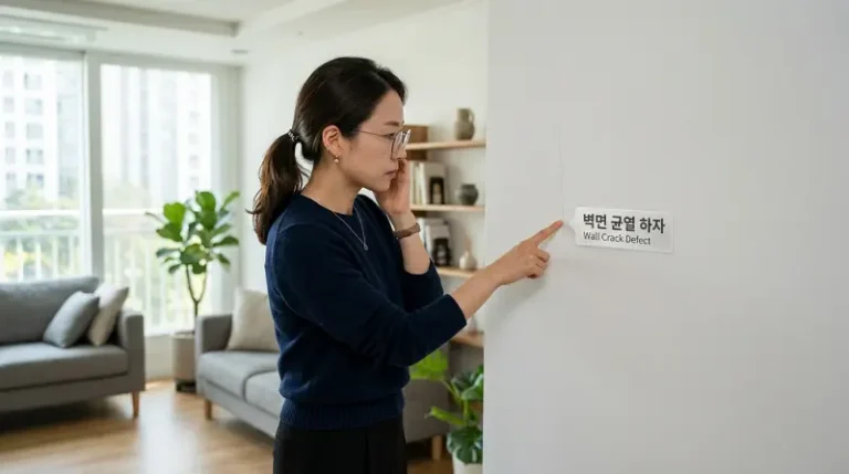 벽면 균열 점검 장면