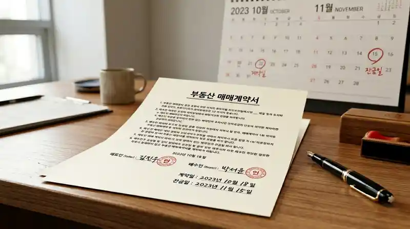 부동산 매매계약서와 달력