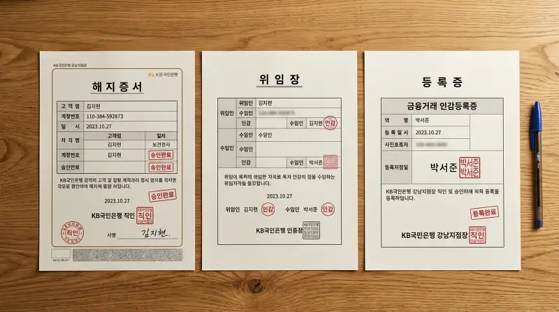 은행 서류 3종 세트