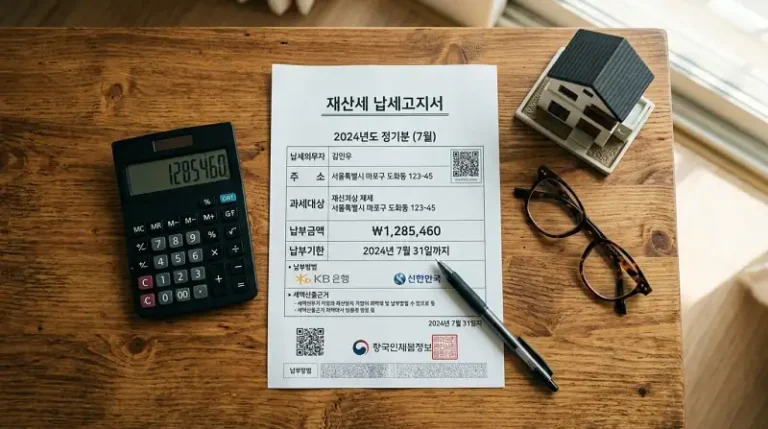 재산세 납세고지서 검토 장면