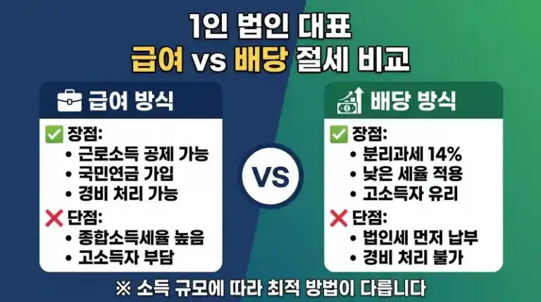 1인 법인 대표 급여 vs 배당 절세 기준 2026