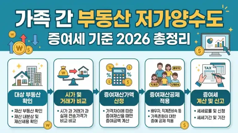 가족 간 부동산 저가양수도 증여세 기준 2026 총정리