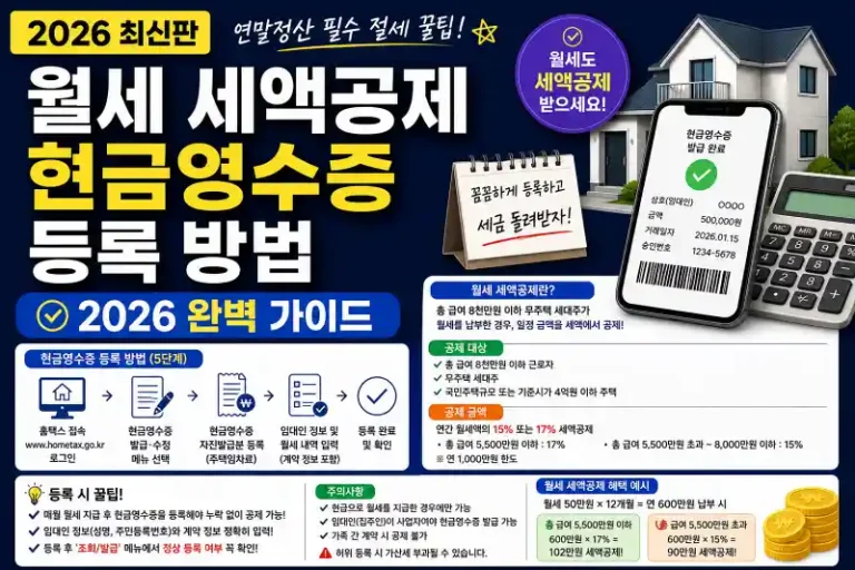 월세 세액공제 현금영수증 등록 방법 2026 완벽 가이드
