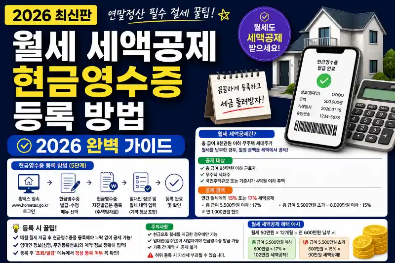 월세 세액공제 현금영수증 등록 방법 2026 완벽 가이드