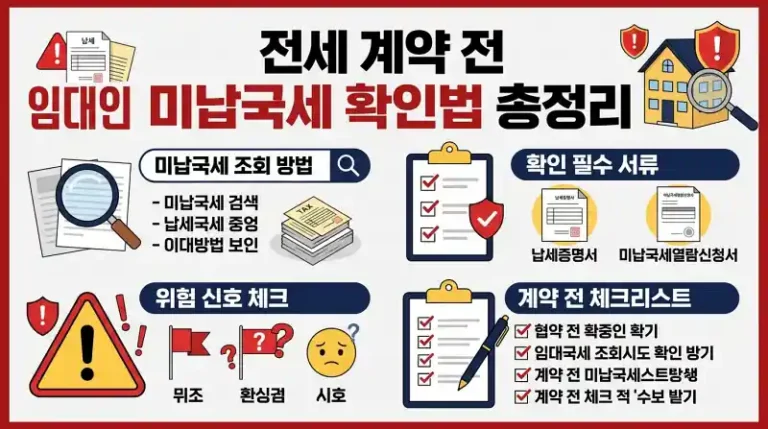 전세 계약 전 임대인 미납국세 확인법 총정리