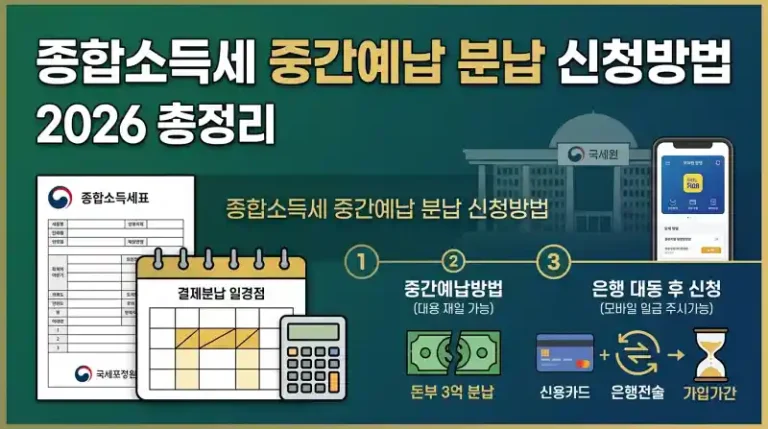 종합소득세 중간예납 분납 신청 방법 2026 총정리