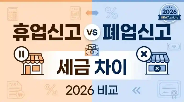 휴업신고 vs 폐업신고 세금 차이 2026