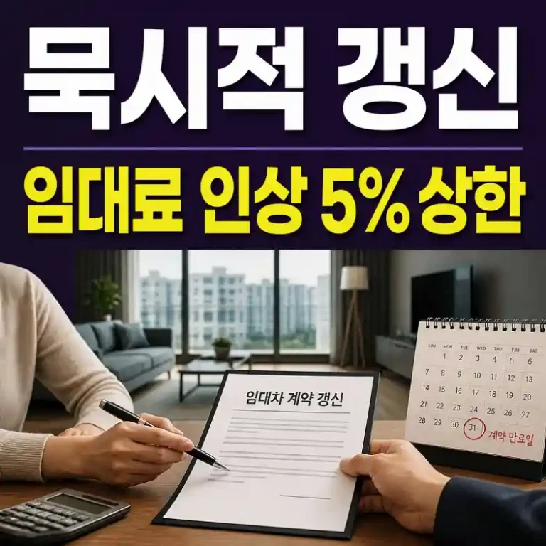묵시적 갱신 통지 기한과 임대료 증액 5% 상한을 계약서와 달력으로 확인하는 임차인과 임대인
