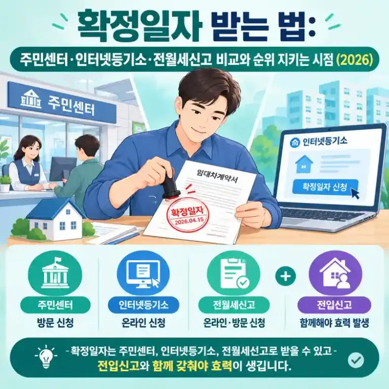 임대차계약서에 확정일자 도장을 받는 전세 세입자