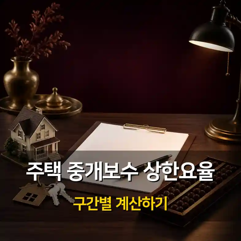 부동산 중개 계약서와 열쇠 앞에서 중개보수 상한요율 구간별 금액을 계산하는 의뢰인