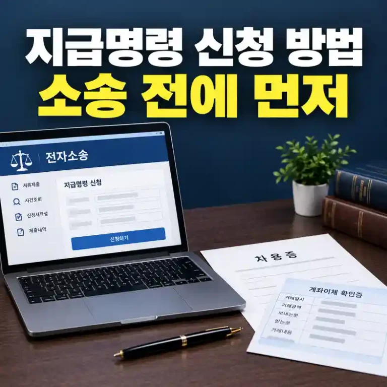 지급명령 신청 방법을 따라 전자소송 화면에서 차용증과 이체 내역을 첨부하는 채권자